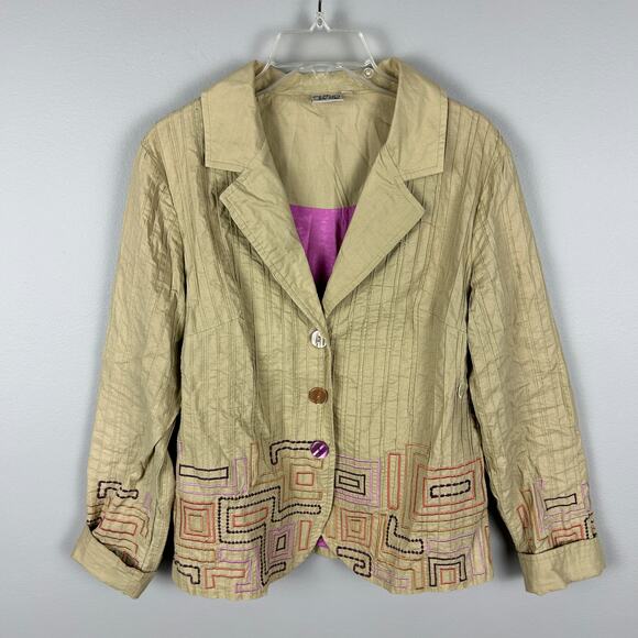 Parsley and Sage Lagenlook Embroidered Textured Button Front Blazer S - Picture 1 of 5